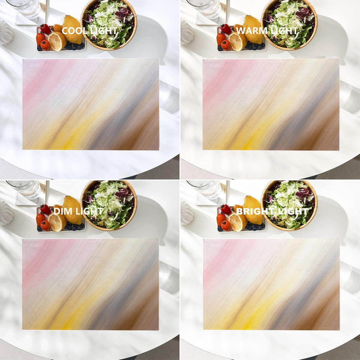 Rose Beige Decorative Placemats, Textured Stripes Lines Light Coral Pink Modern Woven Burlap Modern Placemats for Dining Table Kitchen Farmhouse Wedding Decor Indoor Set of 4