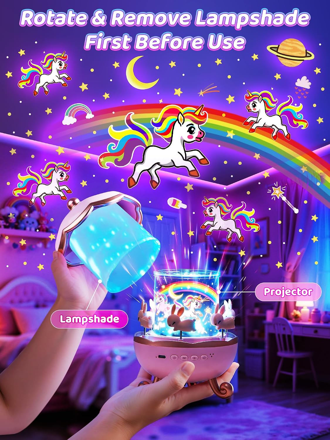Carousel Night Light for Kids,15 Sounds&15 Films Star Projector,Gifts
