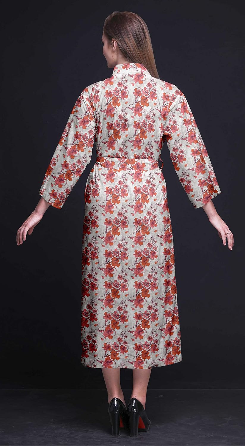 Long Robes for Women Printed Bride Getting Ready Bridesmaid Robes Cotton Bathrobes