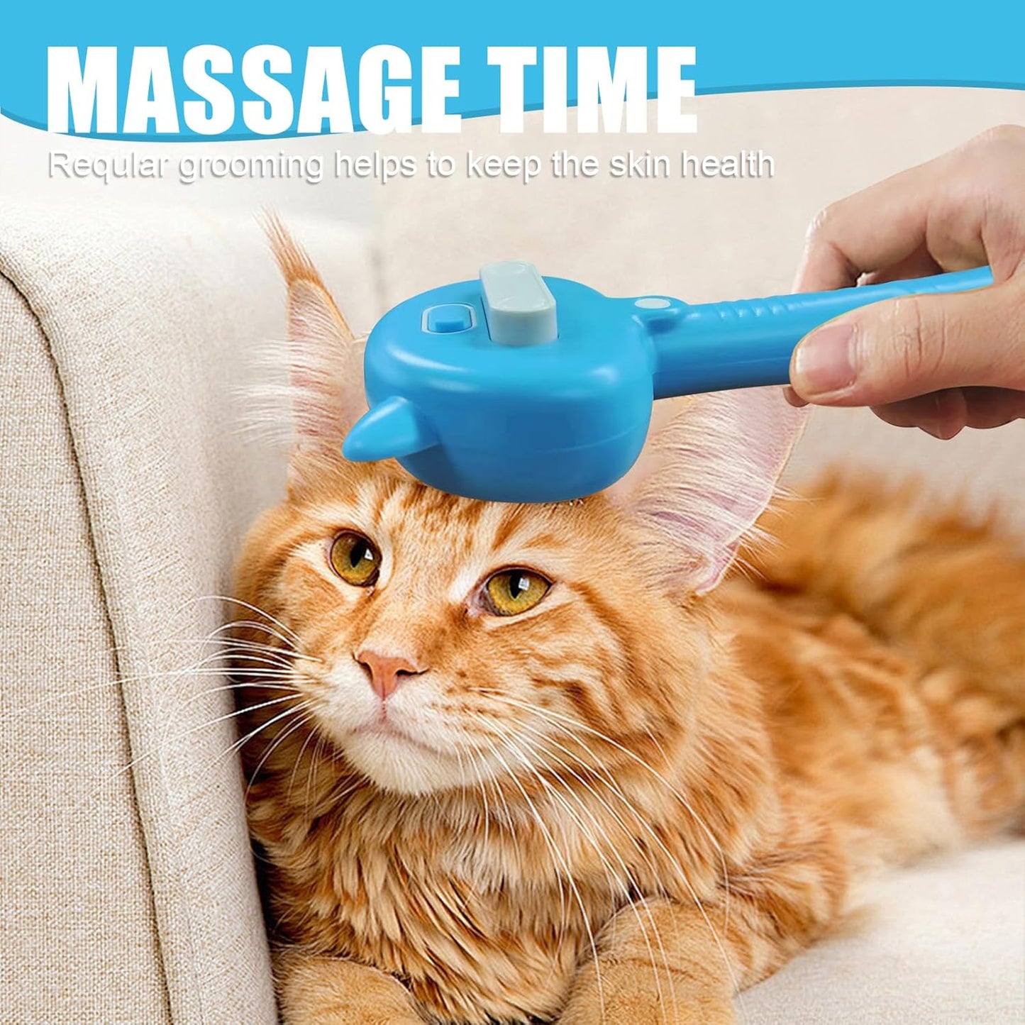 4-in-1 Pet Steam Brush With Handle for Longhair & Shorthair Cats & Dogs - Rubber Spray Brush With Release Button, Dog Comb and Cleaner (Pink)