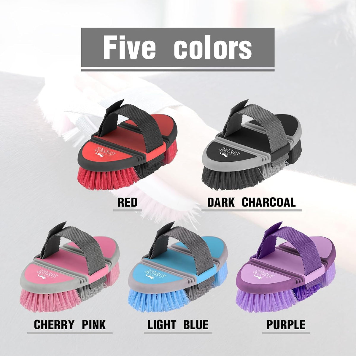 Flexible Finish Horse Grooming Brush - Bendable, Comfortable Hold, Cherry Pink