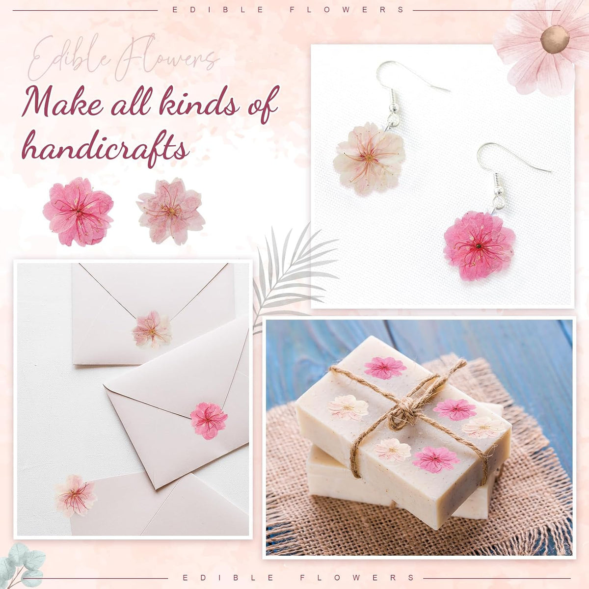 96 Pcs Pressed Edible Flowers for Cake Decoration