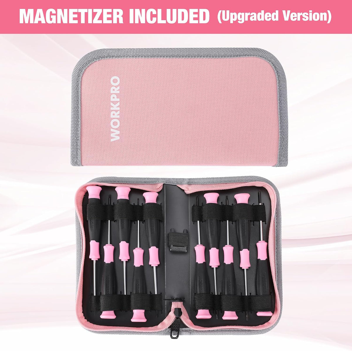 10-Piece Precision Screwdriver Set with Pink Pouch - Pink Ribbon
