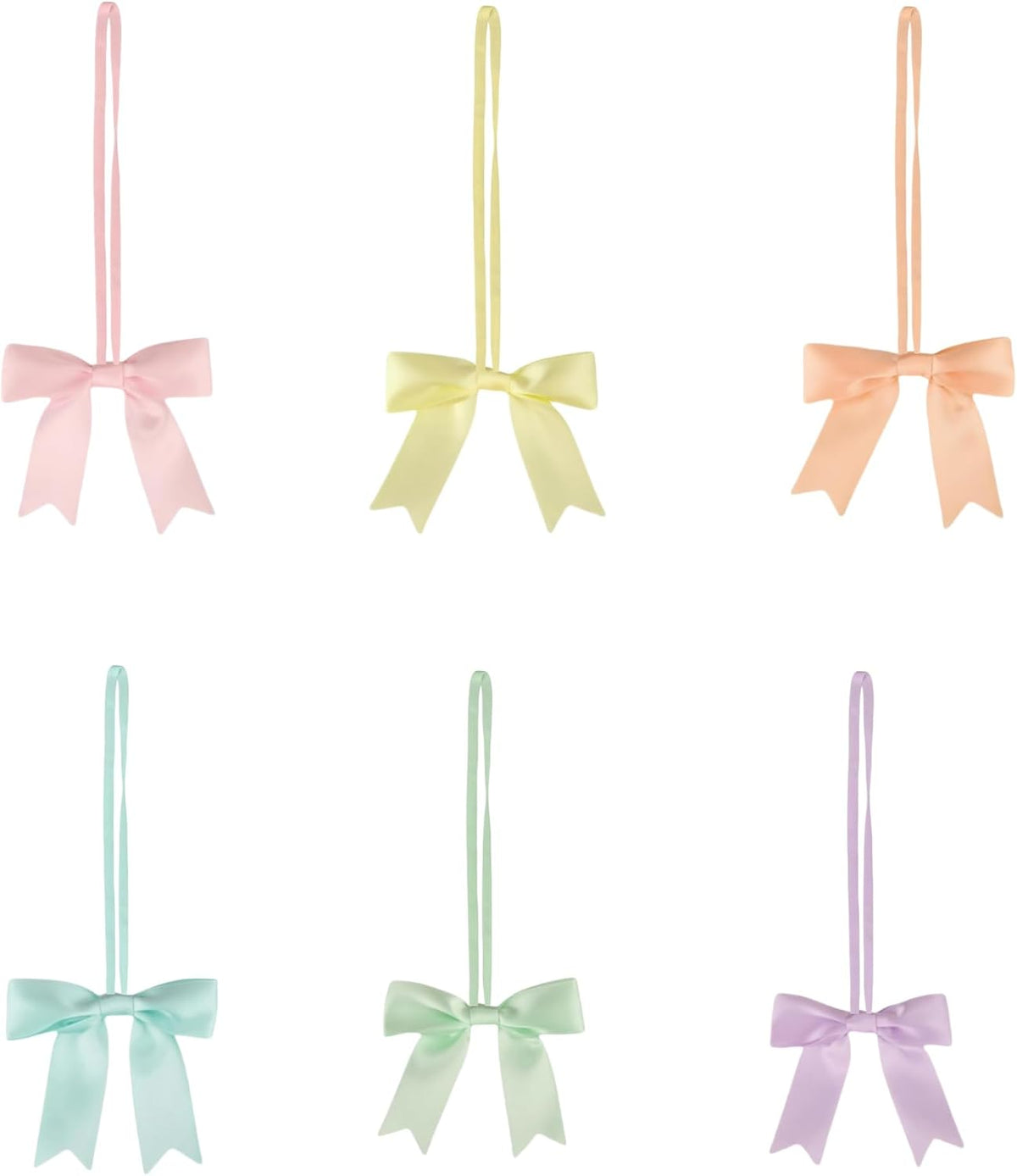 Meseey 60pcs 3 Inch Stretch Elastic Loops with Premade Pastel Pink/Purple/Yellow/Blue/Green/Peach Ribbon Bows for Gift Wrapping,Baby Showers,Weddings,Christmas Boxes(3", Patstel)
