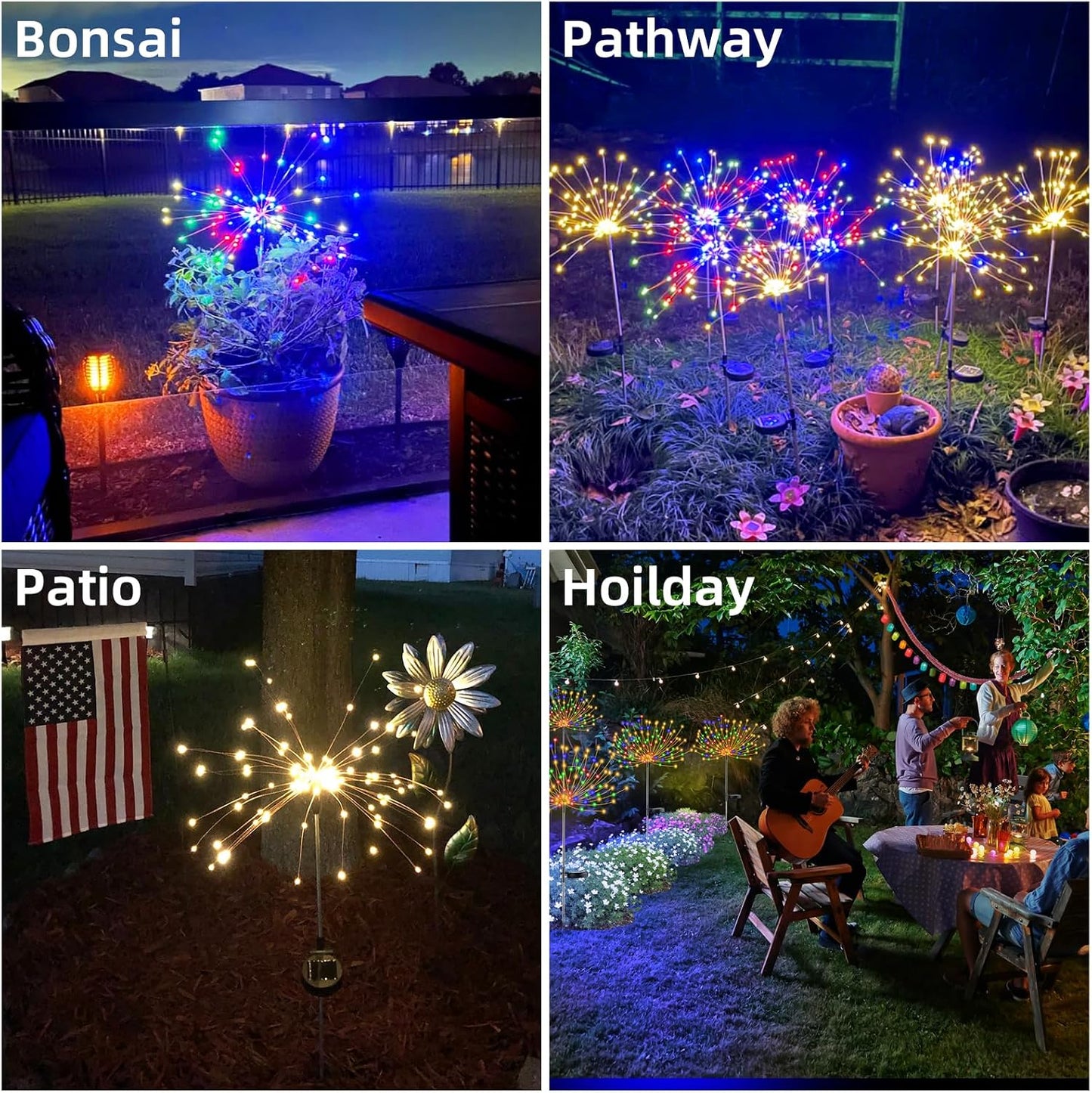 2 PCS Solar Firework Light, Outdoor Solar Garden Decorative Lights 120 LED Powered 40 Copper Wires String DIY Landscape Light for Walkway Pathway Backyard Decoration Parties Perfect Gifts(Pink)