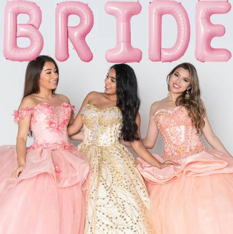 Bride Balloons - Wedding & Bachelorette Party Decorations - Pink Macaron Bride Balloons - Bridal Shower Sets-5 PCS