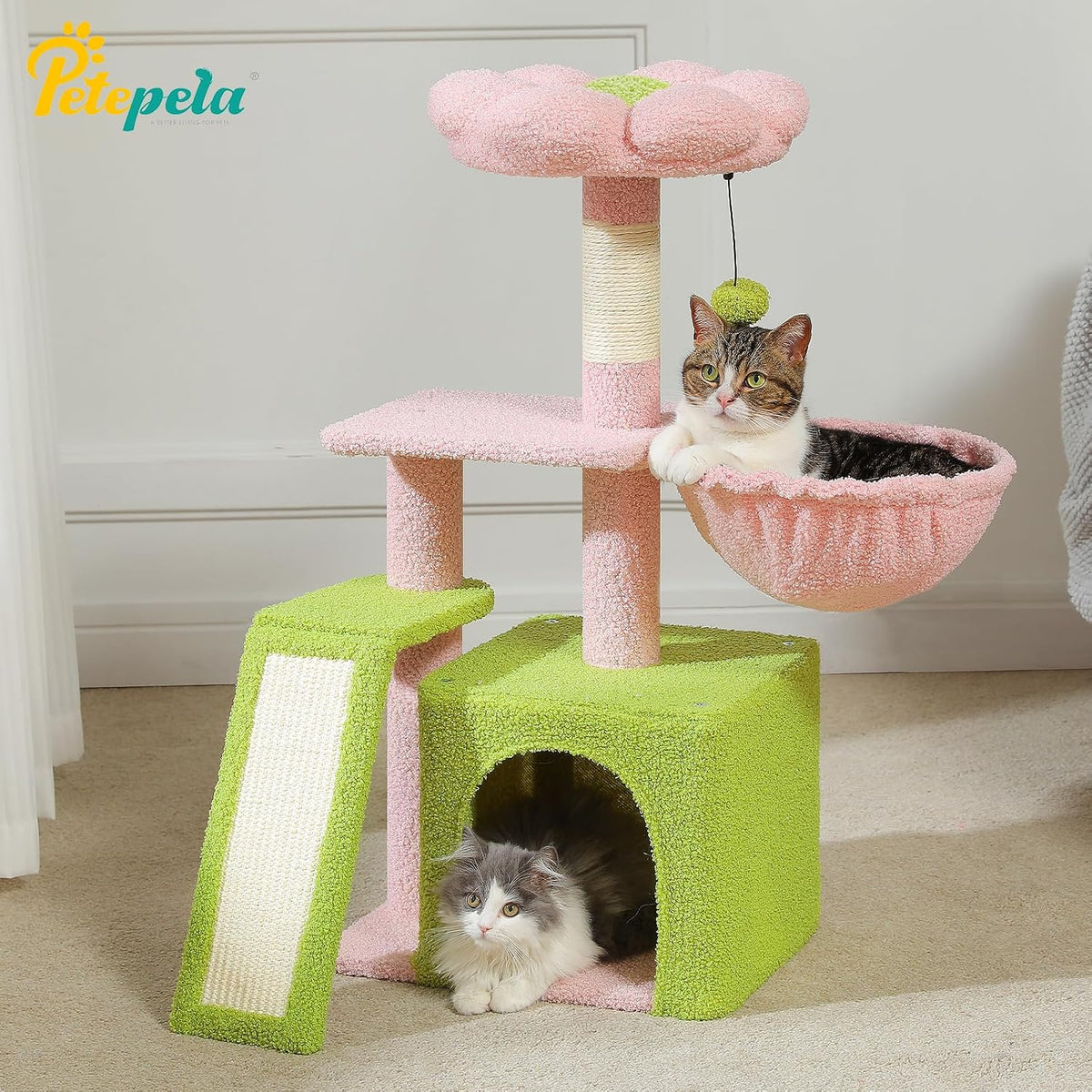 Cactus Cat Tree for Kittens & Small Cats, 32in Cat Tower,Pink