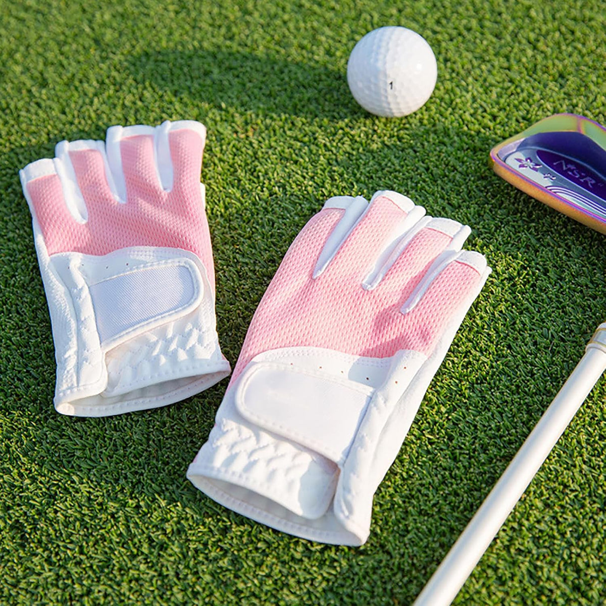 Breathable Golf Gloves for Both Hands 1 Pair Womens Golfing Gloves Ladies Open Finger Golf Glove Left and Right Hand
