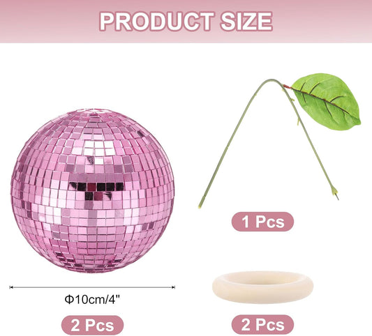 Cherry Disco Ball Decor 4 Inch Double Mirror Disco Balls Pink