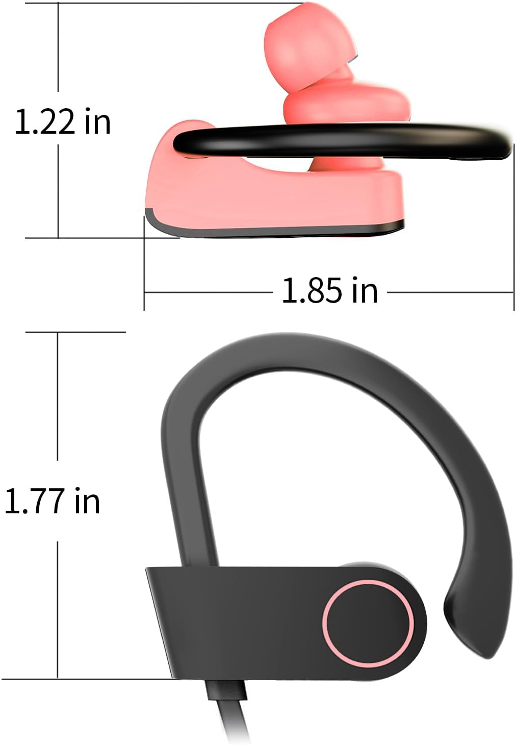 JOYWISE Bluetooth Headphones, Wireless Headphones 16H Playtime with Mic Stereo in-Ear Earphones, IPX7 Waterproof Sports Ear Buds Sound Isolation Headsets for Running, Workout Pink