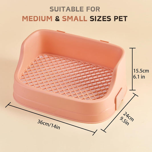Rabbit Litter Box, Small Animals Litter Tray for Cage Detachable Bedding Litter Pan Potty Toilet Trainer Corner for Pet Rabbits Guinea Pigs Hamsters Chinchillas (Pink)