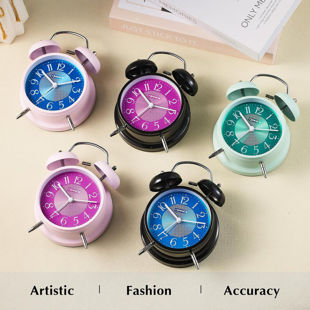 4" Loud Alarm Twin Bell Alarm Clock, Night Light, Desk Clock Table Alarm Clock Bedroom Alarm Clock(Pink Power)