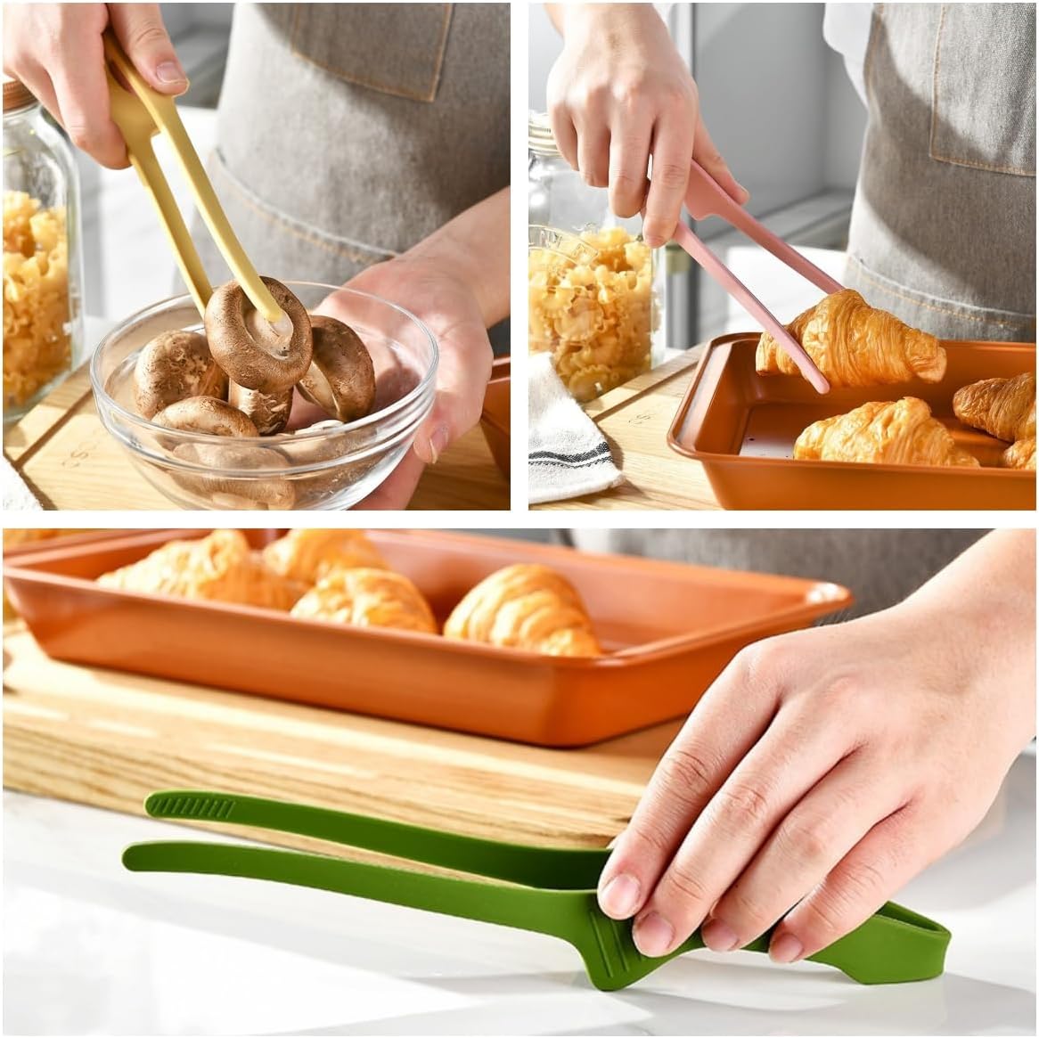 4 Pack Silicone Food Tongs, Heat Resistant BBQ Clamps(Colorful)