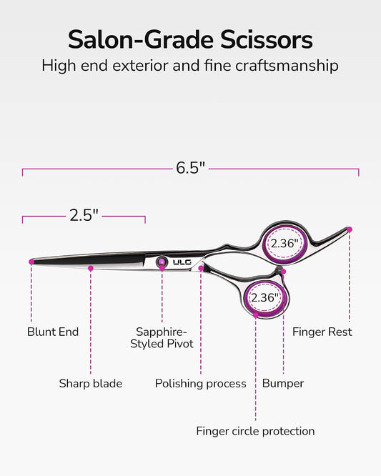 Hair Cutting Scissors, Professional Hair Scissors 6.5 inch Right-Hand Razor Edge Barber Shears Salon Hair Cutting Shears Made of Japanese Stainless Steel, Hand Sharpened Pink