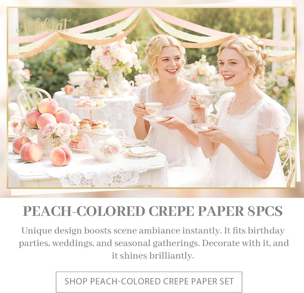 Pink Orange Gold Crepe Paper,8 PCS Streamers Party Decorations