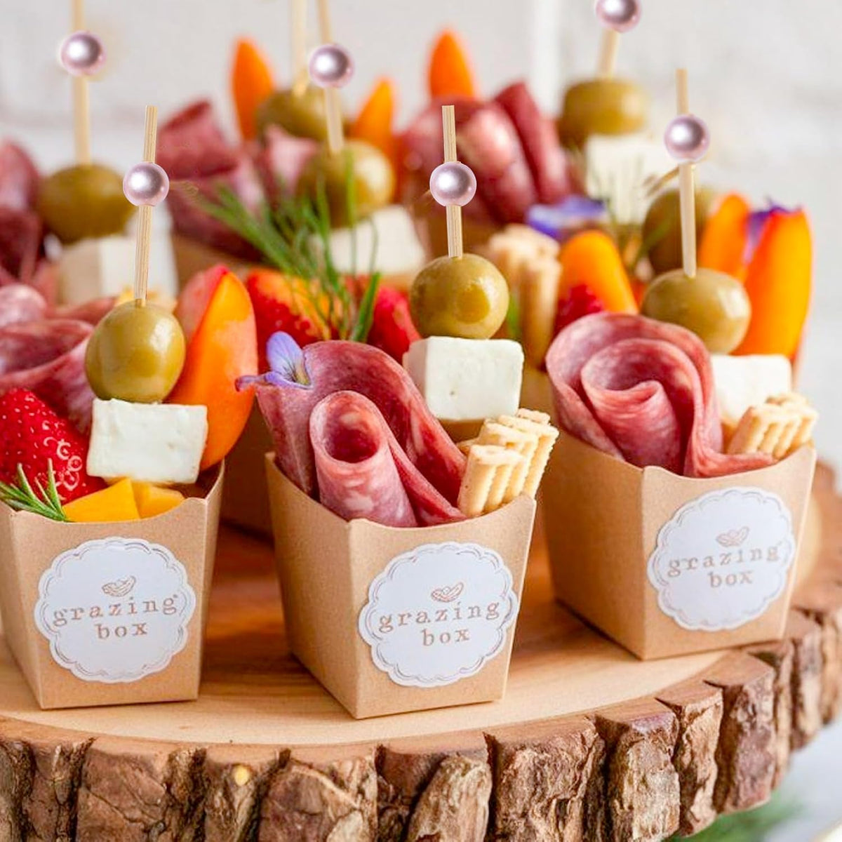 Pink Bamboo Wooden Decorative Appetizers Toothpicks 100pcs 4.7 Inch
