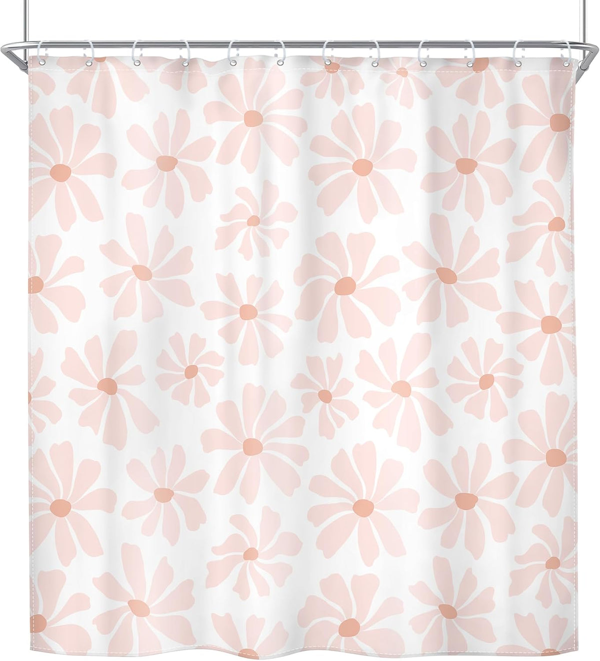 Pink Cute Shower Curtain Set Girls Kids Girly Floral Daisy Bathroom Decor