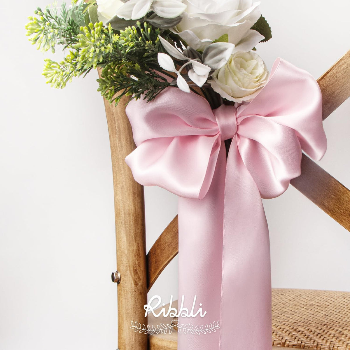 Light Pink Satin Ribbon 4 Inch Wide Baby Pink Ribbon for Wedding Chair Sash Grand Opening Ceremony Big Bows Gift Wrapping Floral Crafts Cake Decor-Double Faced Satin Continuous 10 Yards