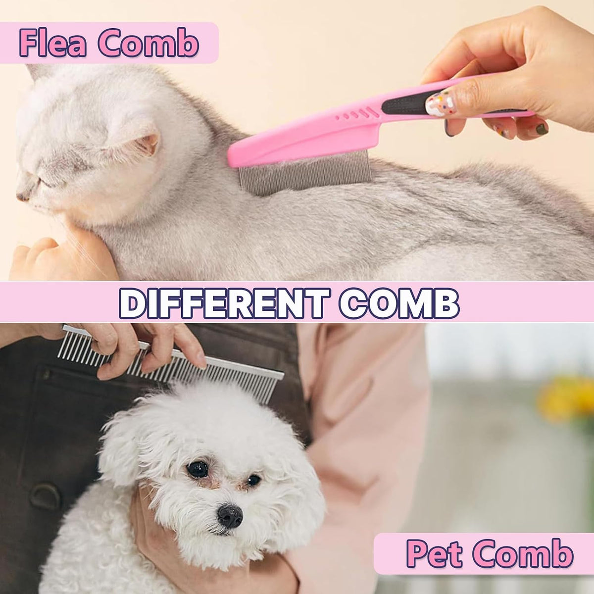 Dog Brush Dog Grooming Kit 7PCS Dogs Brush for Shedding-Dogs Brushes for Grooming, Dematting Comb, Cat Nail Clipper with Nail File, Flea Comb, Pet Comb, Bath Brush-Pink