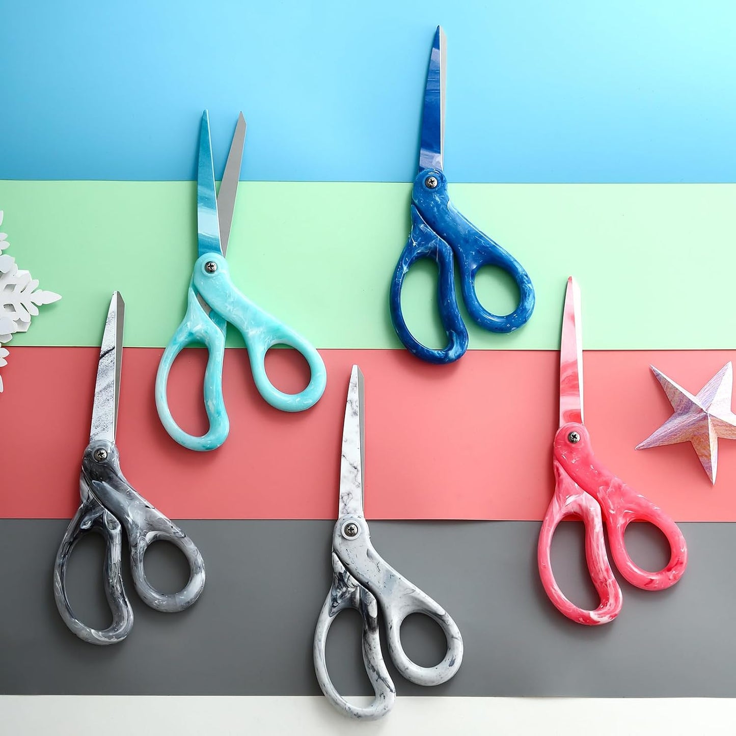 All Purpose Scissors - 8” Sharp Heavy Duty Fabric and Paper Shears with Gradient Pink Color Coating Stainless Steel Blade and Comfort Smooth Grip for Office Home Arts, Crafts