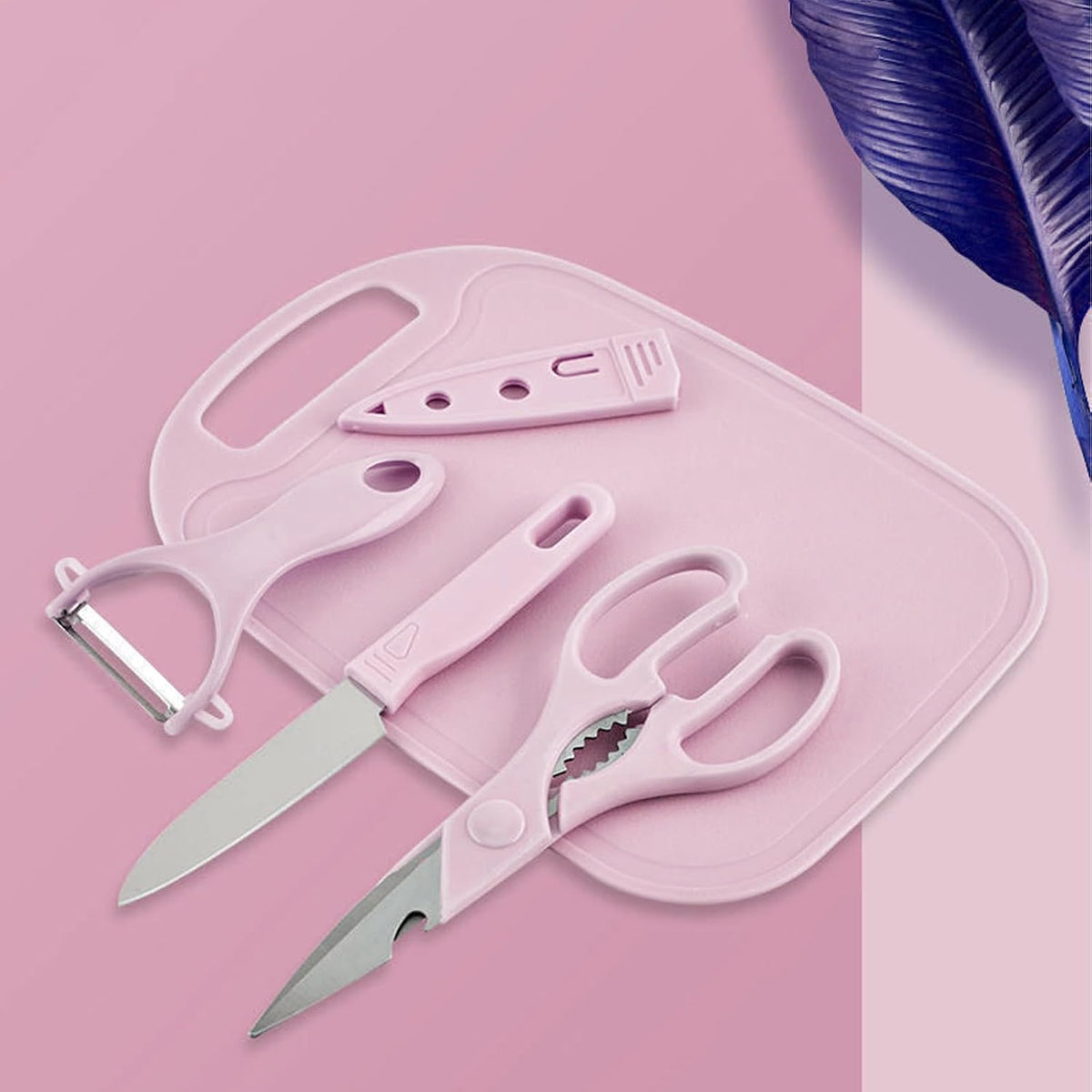 Travel Cutting Board Set, 4 Pcs Portable Mini Camping Knife Set