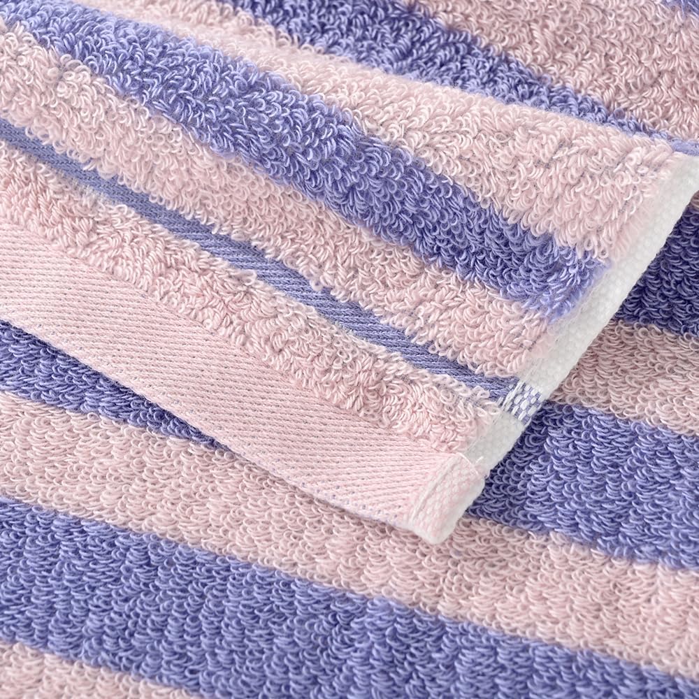 Striped Hand Towel Set of 2 Pink & Purple 13 X 29 Inch