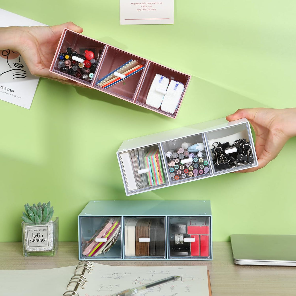 Desk Organizer 3 Drawers, Stackable Makeup Organizer, Small Toolbox
