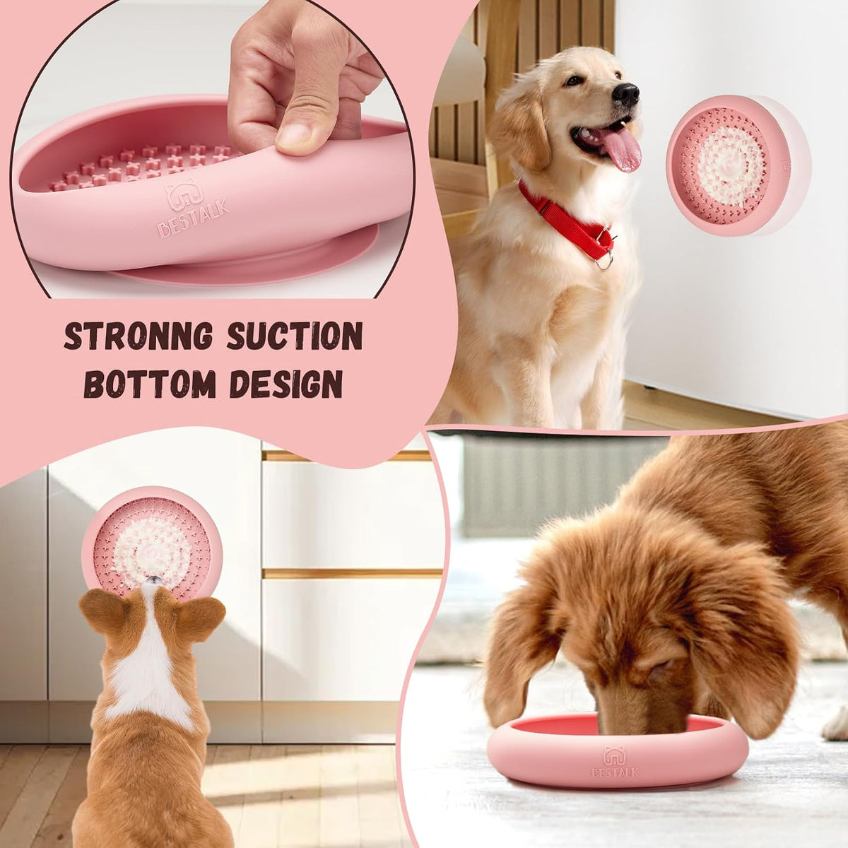 Dog Lick Bowl, Anxiety Relief Slow Feeder Dog Lick Mat Treat Dispenser, Non-Slip Licking Bowl Enrichment Toys, BPA Free Silicone, Dishwasher Safe