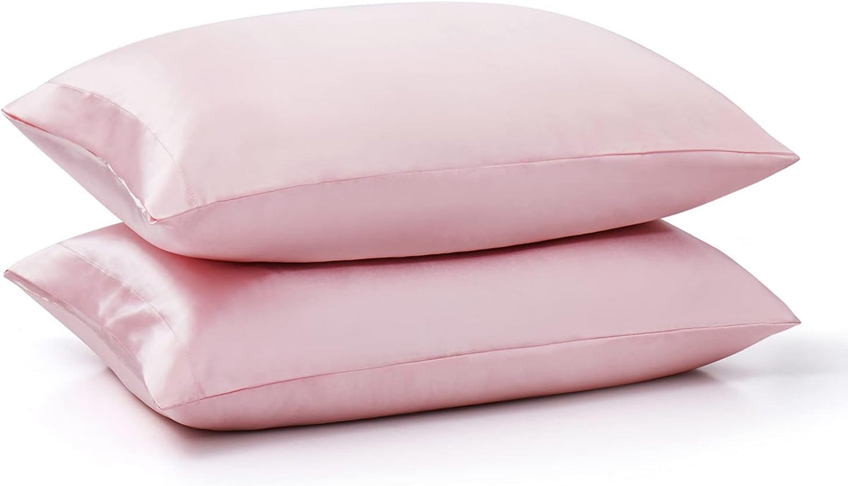 Satin Pillowcase King Set of 2, Ultra Soft & Silky Satin Pillow Cases for Hair and Skin, Wrinkle Fade Resistant Pillow Covers with Envelope Closure (Blush Pink)