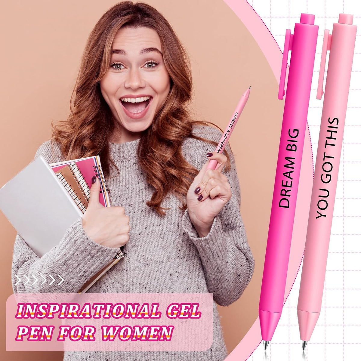 50 Pcs Inspirational Pens Bulk Powder Colors, Motivational