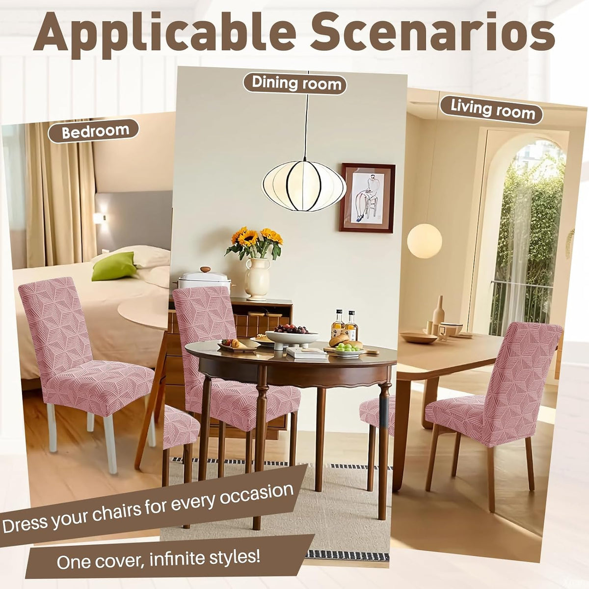Dining Chair Covers Set of 2, Stretch Dining Room Parsons Chair Slipcover, Removable Washable Furniture Protector for Home, Kitchen, Banquet (Pink)