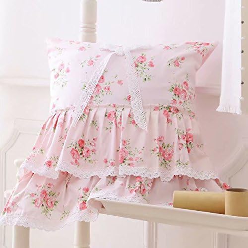 Floral Ruffle Design Throw Pillow Sham Cushion Square Decoration Pillow Shaped Sofa Bed Throw Pillows (Pink, SquarePillow)
