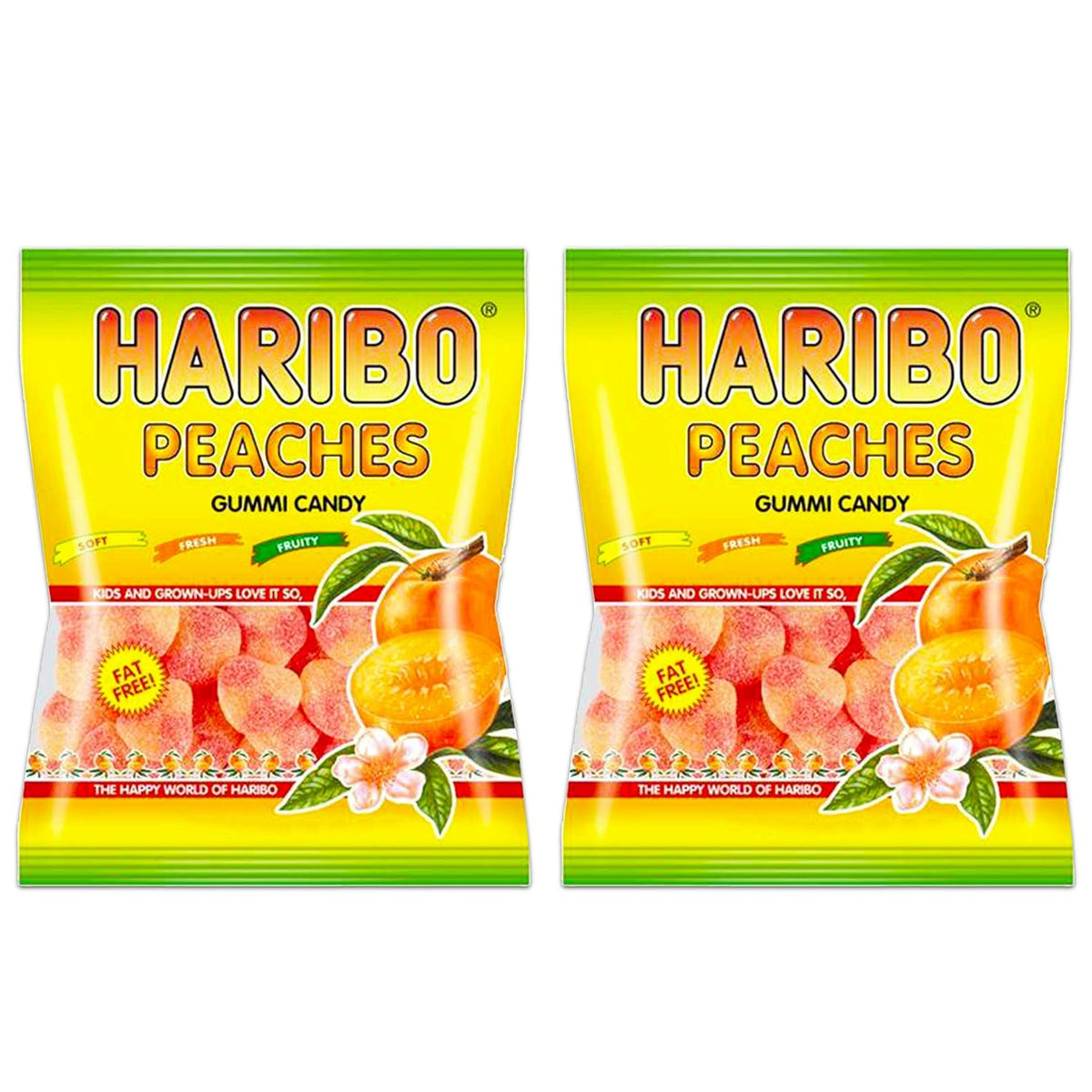 Peaches Gummi Candy 4 oz bag (2 bags 8 oz total)