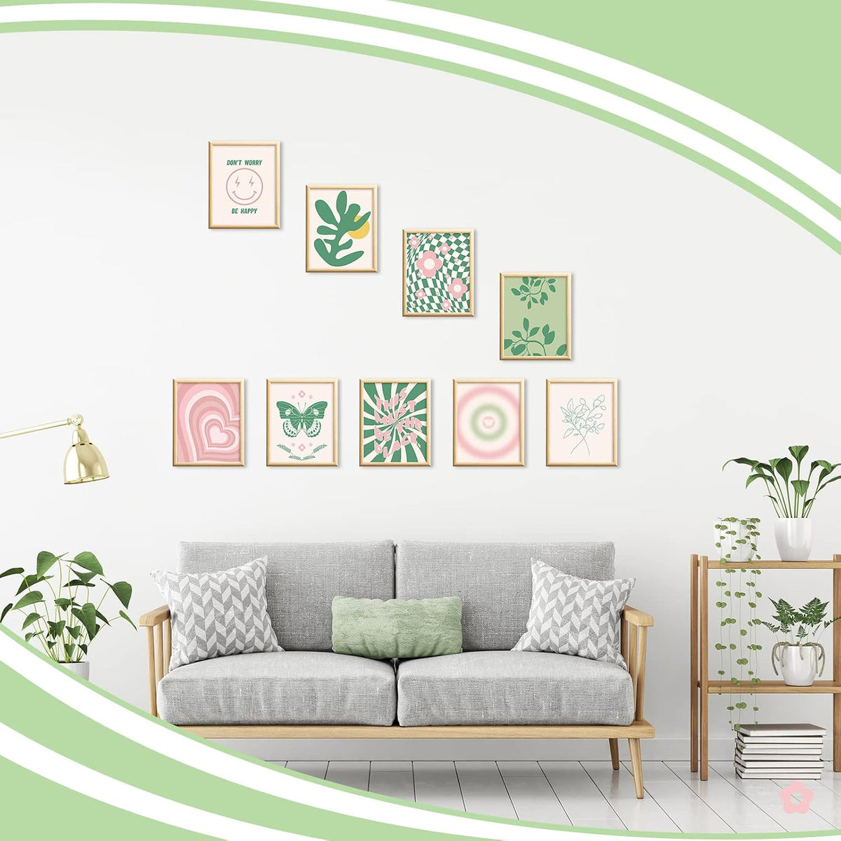 9 Pcs Aesthetic Danish Pastel Room Decor, 8 x 10