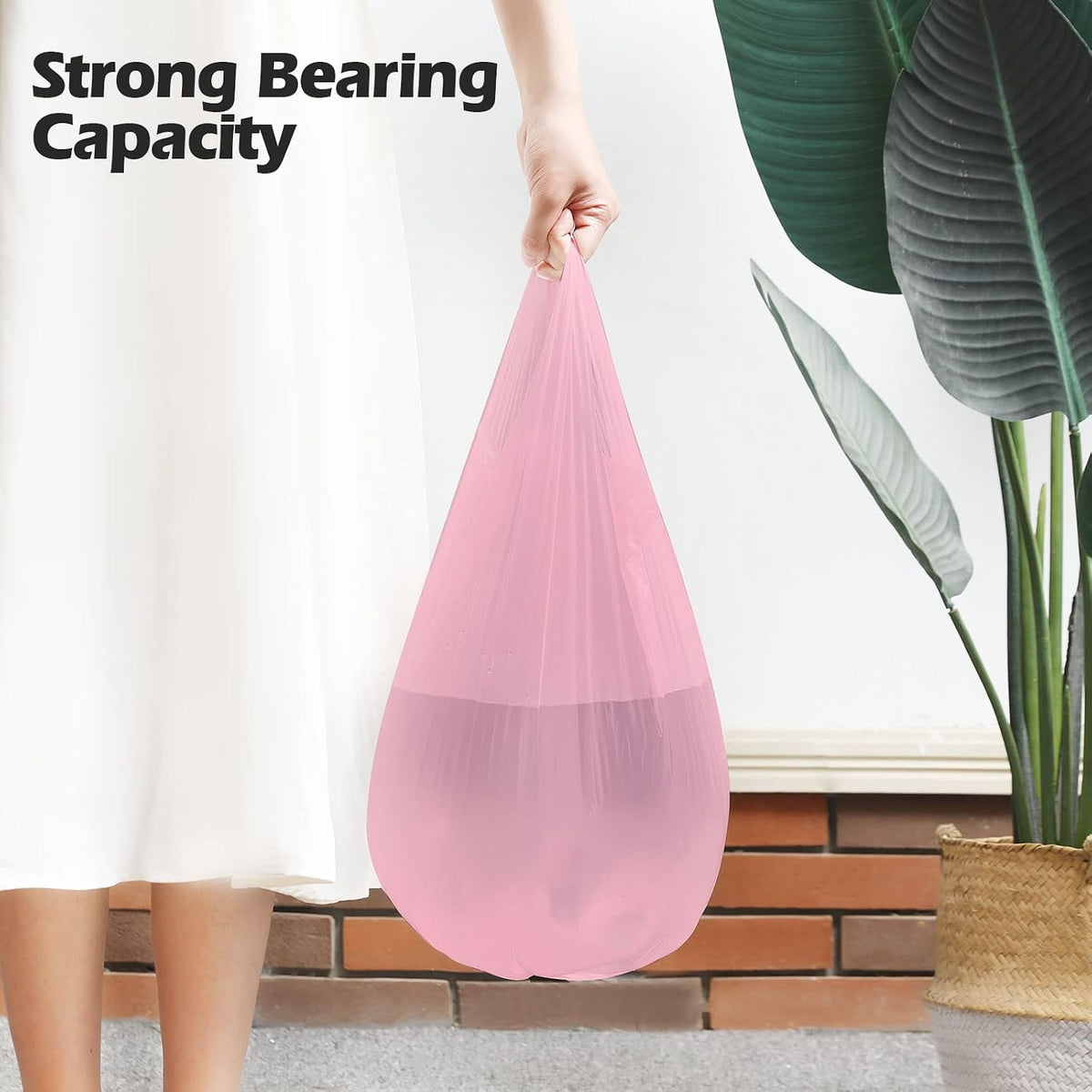 2-4 Gallon Portable Trash Bags, 60 Counts (Pink)