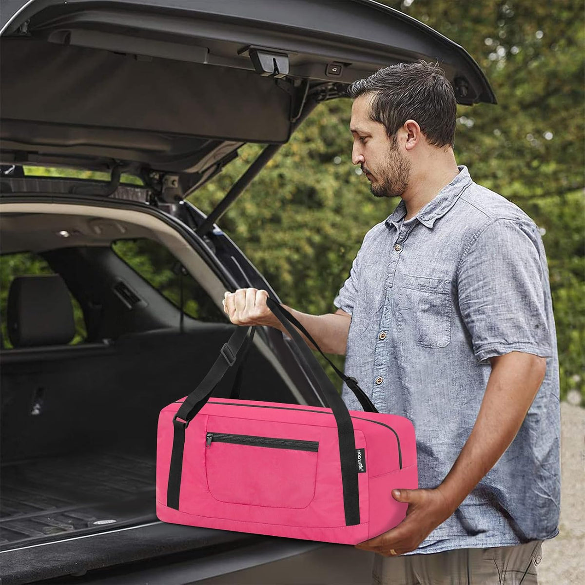 Foldable Travel Duffel Bag For Women & Men Luggage Great for Gym - pink