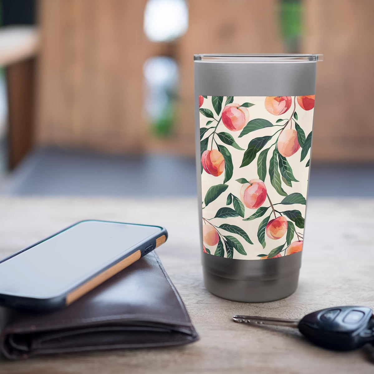 Cute Minimalist Fruit Pattern Art Peach Stainless Steel Insulated Tumbler