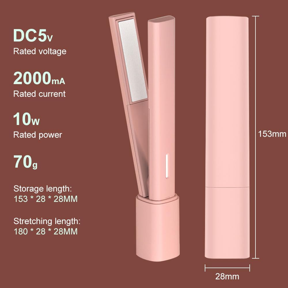 USB Mini Hair Straightener, 2 in 1 Travel Flat Iron for Short Hair