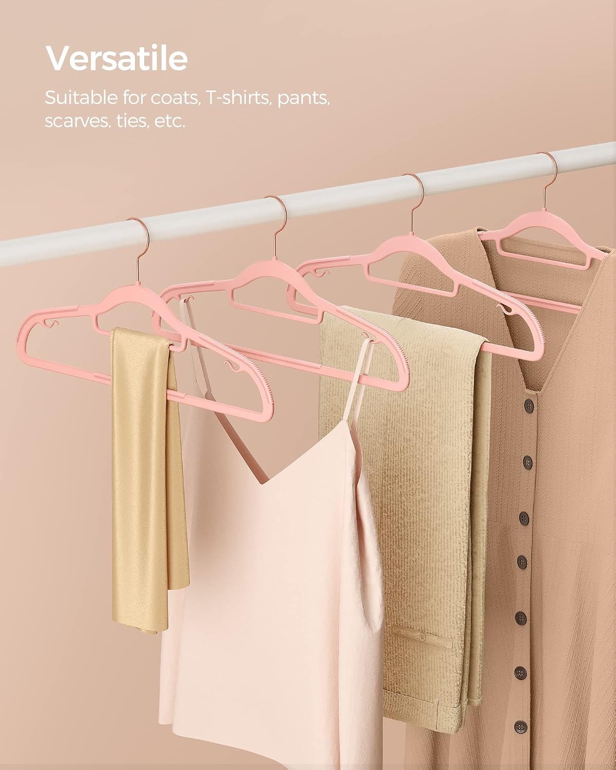 SONGMICS Pack of 50 Coat Hangers, Space-Saving Plastic Clothes Hangers