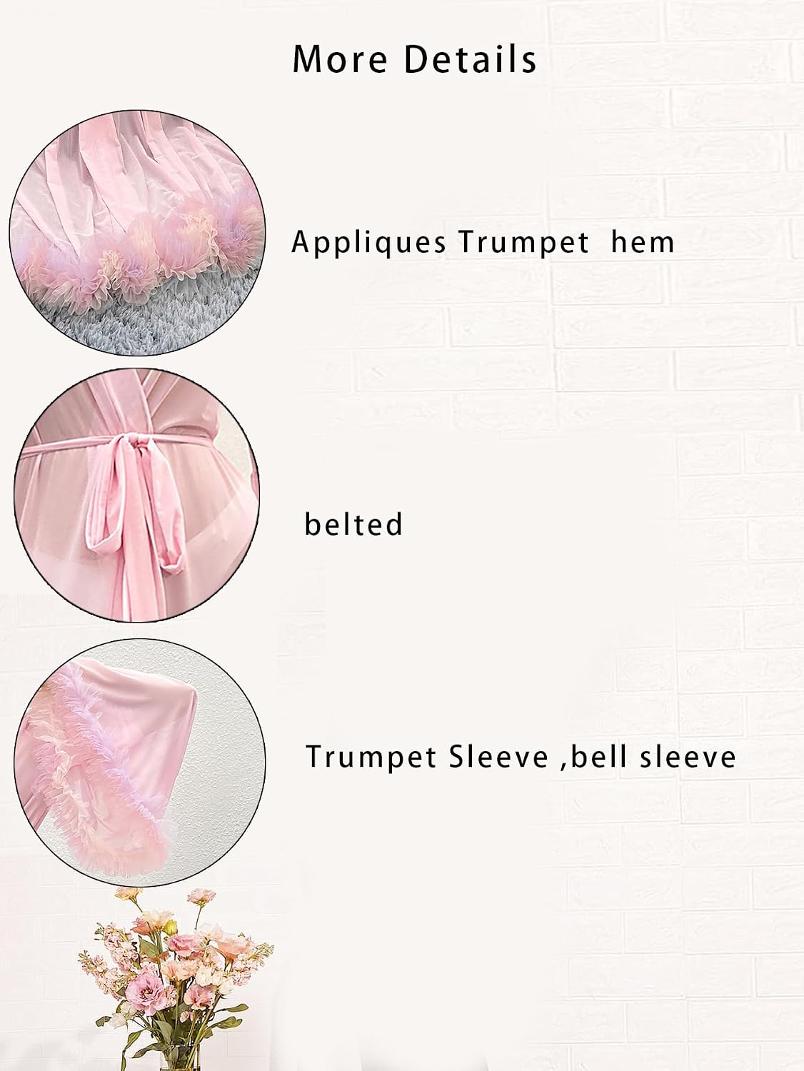 Women's Ruffle Trim Sheer Mesh Wedding Bride Robe Long Nightgown