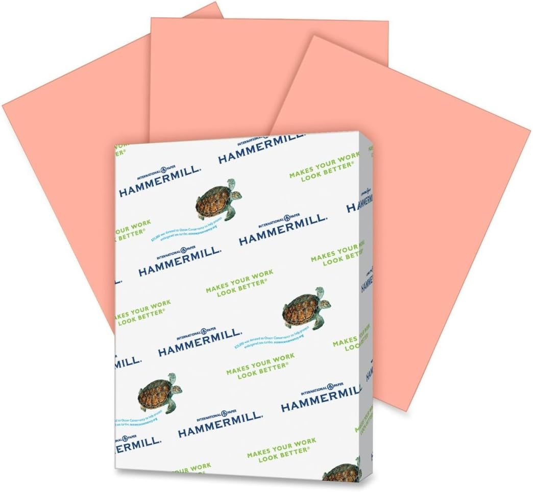 Paper, Colors Salmon, 20lb, 8.5x11, Letter, 500 Sheet s/ 1 Ream (103119R), Made in the USA