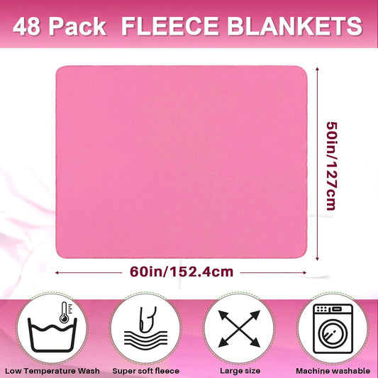 12 Pcs Bulk Fleece Throw Blankets 50x60 Inch, Pink