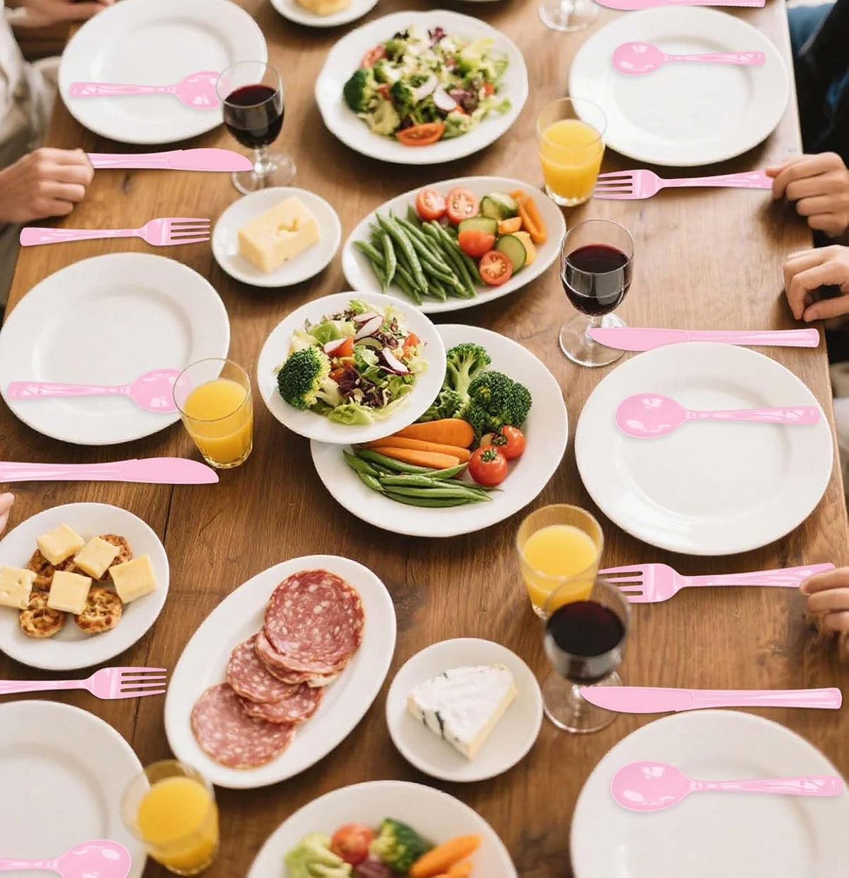 50 PCS Light Pink Plastic Spoons Disposable Utensils Heavy Duty Baby Pink Spoons Disposable Cutlery for Birthday Wedding Baby Shower Bridal Shower Plastic Silverware