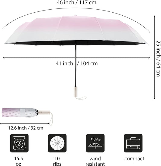 Mini Travel Umbrella Purse with Case Compact, Lightweight, UV Umbrella UPF 50+ Sun Protection, Windproof Portable Parasol for Women, Men & Kids