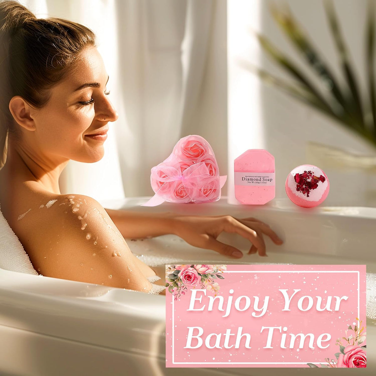 Pink Spa Gift Basket for Women, Self Care Gifts for Birthday Mother's Day Christmas Get Well Soon, Christmas Gift for Women Mom Her Best Friends Sister Wife