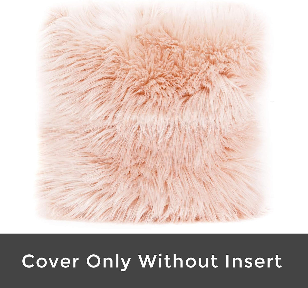 Set of 2 Decorative Faux Fur Throw Pillow Covers, Pale Pink Fluffy Soft Fuzzy Square Cushion Cover Pillow Case for Sofa, Couch, Chair, Bed, Cafe, 18 x 18 Inches