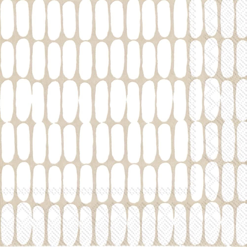 IHR Ideal Home Range Cocktail Napkins Disposable 3-Ply Paper Party Napkin Pack, 5" x 5", Alku Cream, 20-Count