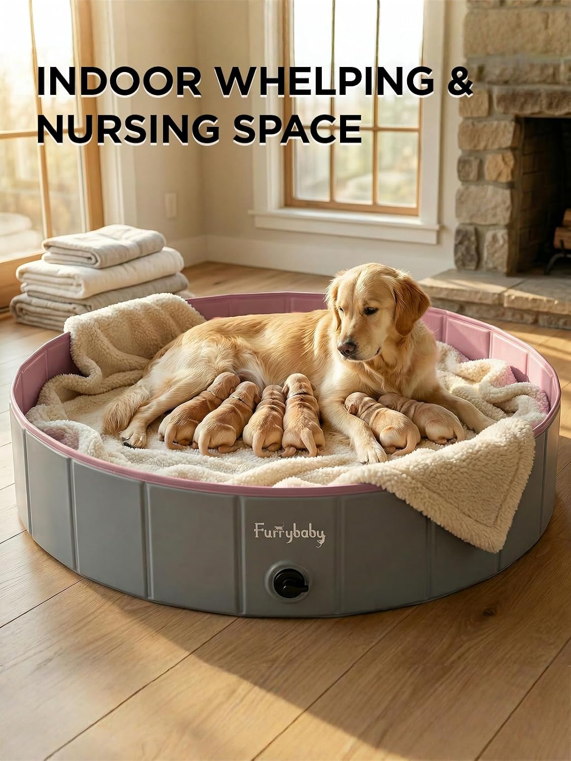Furrybaby Foldable Dog Pool Non-Slip Hard Bath Tub Indoor Outdoor Pets Kids