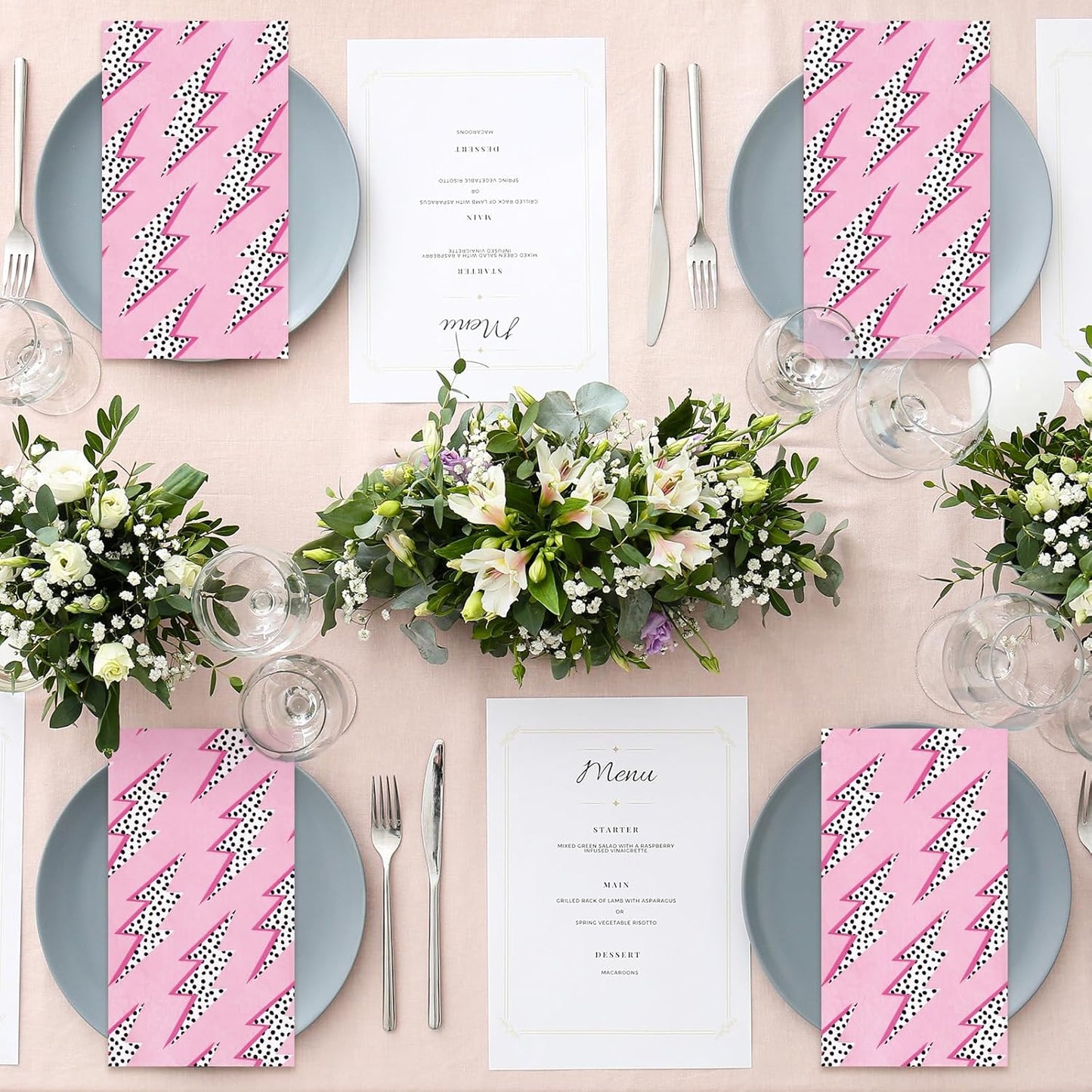 100Pcs Pink Preppy Guest Napkins Dots Lighting Disposable Napkins 3 Ply Dinner Hand Napkin Towel for Y2K Hippie Prep School Party Supplies Table Decor