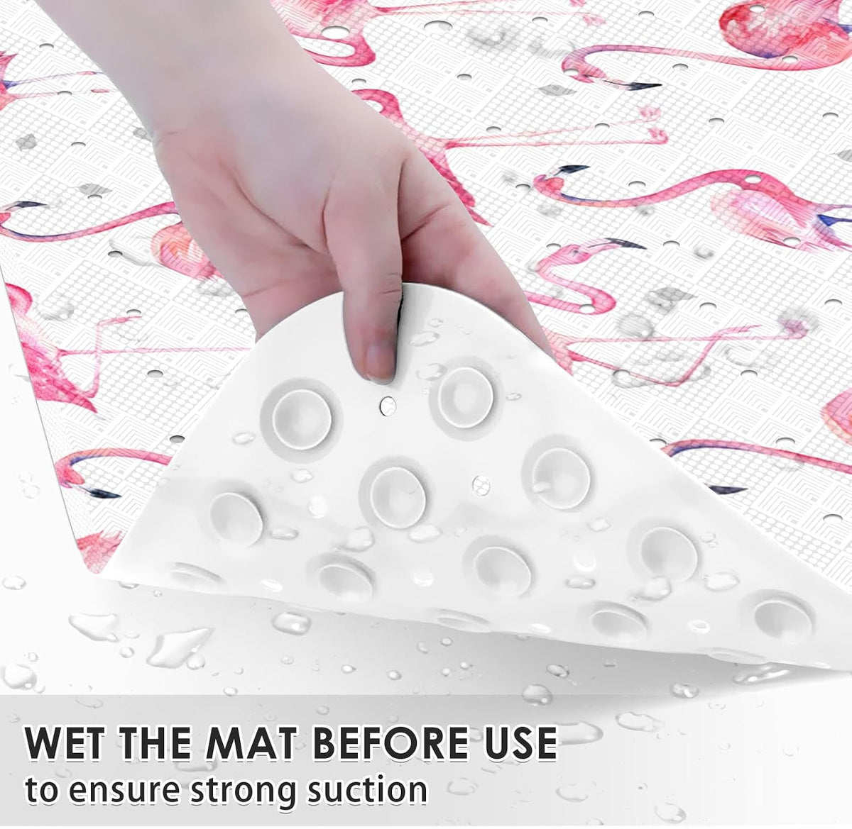 Bathtub Shower Mat 40X16 Inch, Non-Slip, for Toddler, Pink